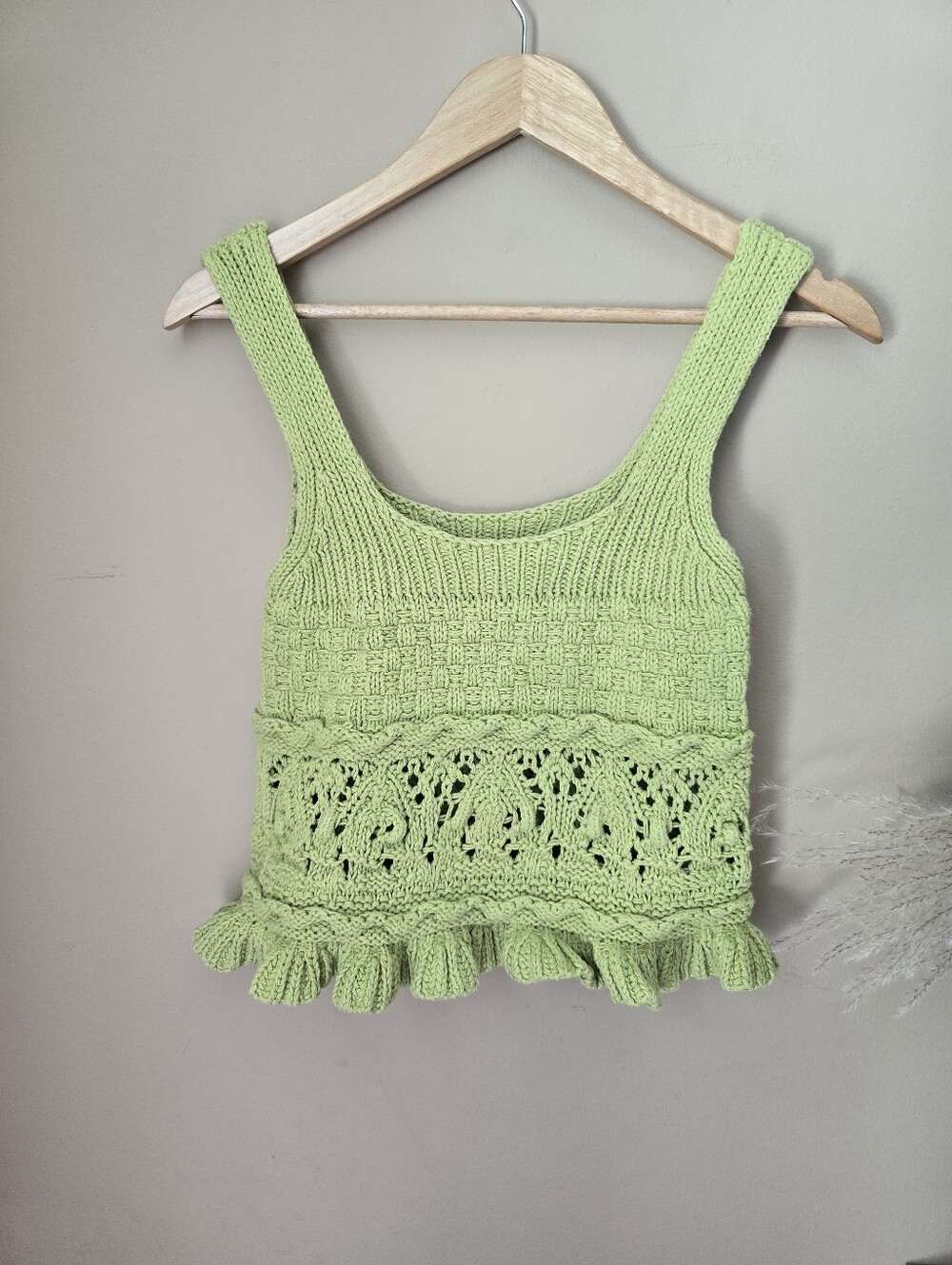 Zara Light Green Knit Tank Top Size Small - Picture 3 of 4